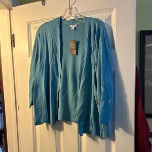 J. Jill Turquoise Open-Front Cardigan